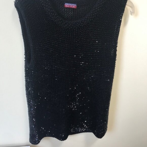 Mac & Jac Vintage Y2K Sequins Sweater Beads Shiny Sequins Top Metallic Black M - Picture 5 of 10